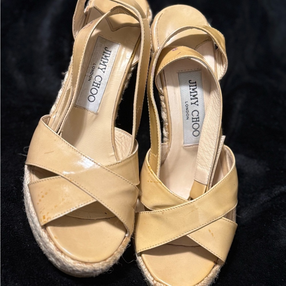 Jimmy Choo Cream Espadrilles with Suede Straps